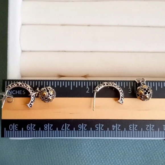 JOHN HARDY TWO-TONE JAISALMER DOT DROP EARRING'S - Picture 7 of 10